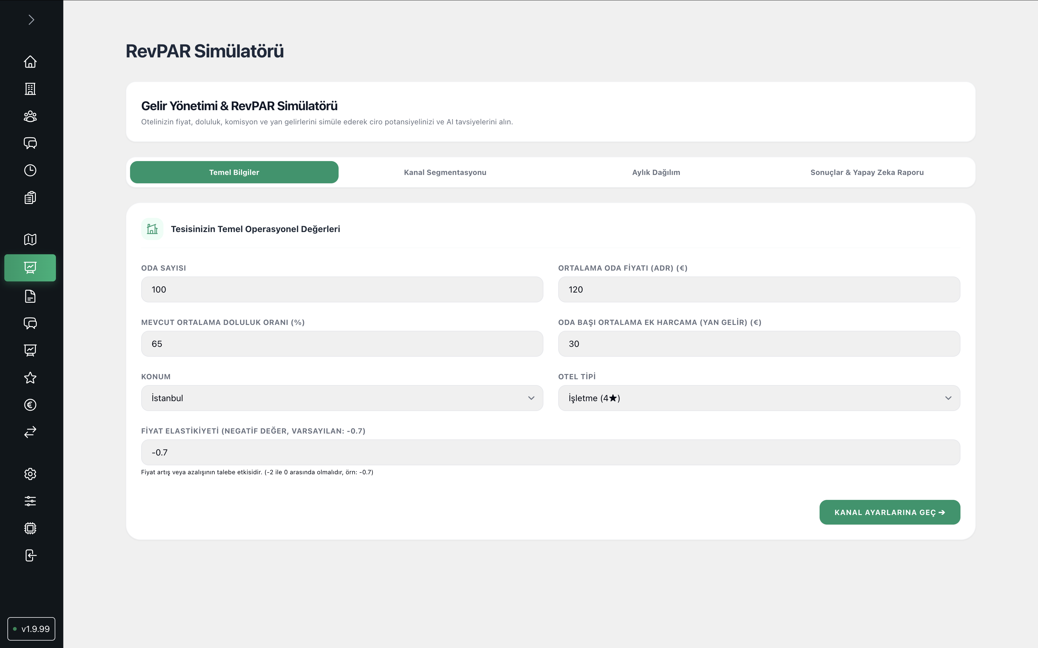 RevPAR Simulator Mobile App Screen
