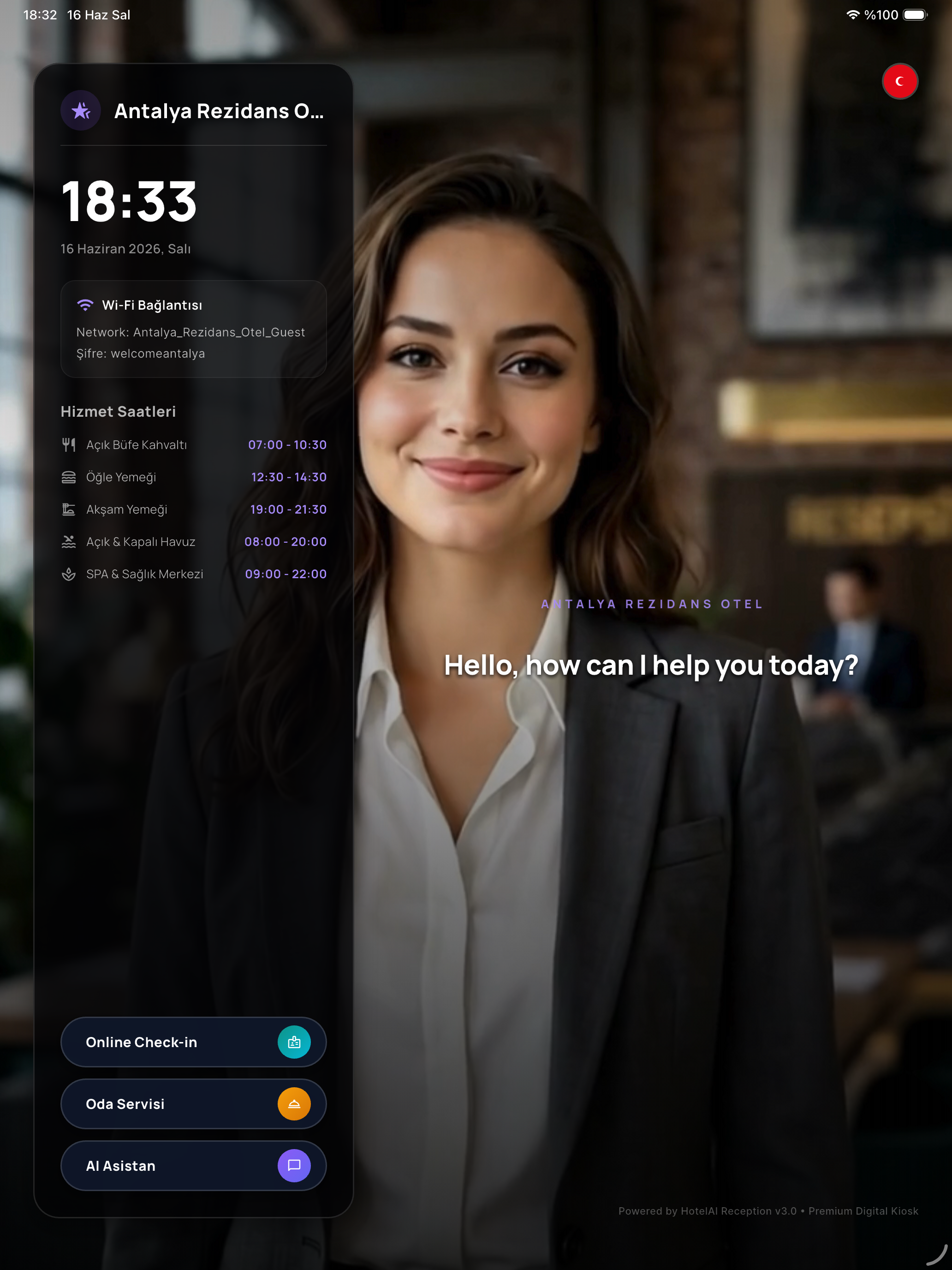 HotelAI Kiosk Screen