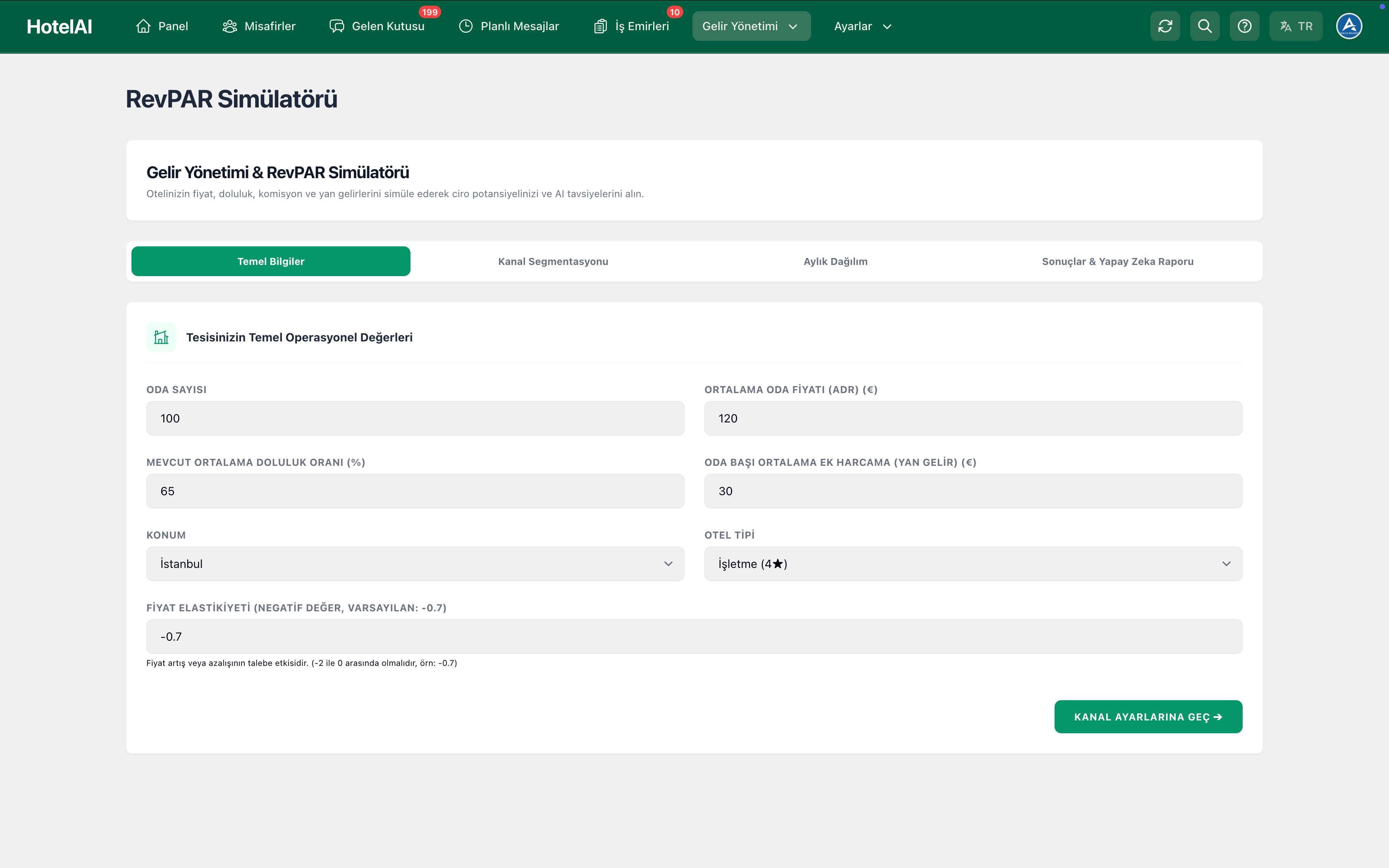 RevPAR Simülatörü Web Dashboard