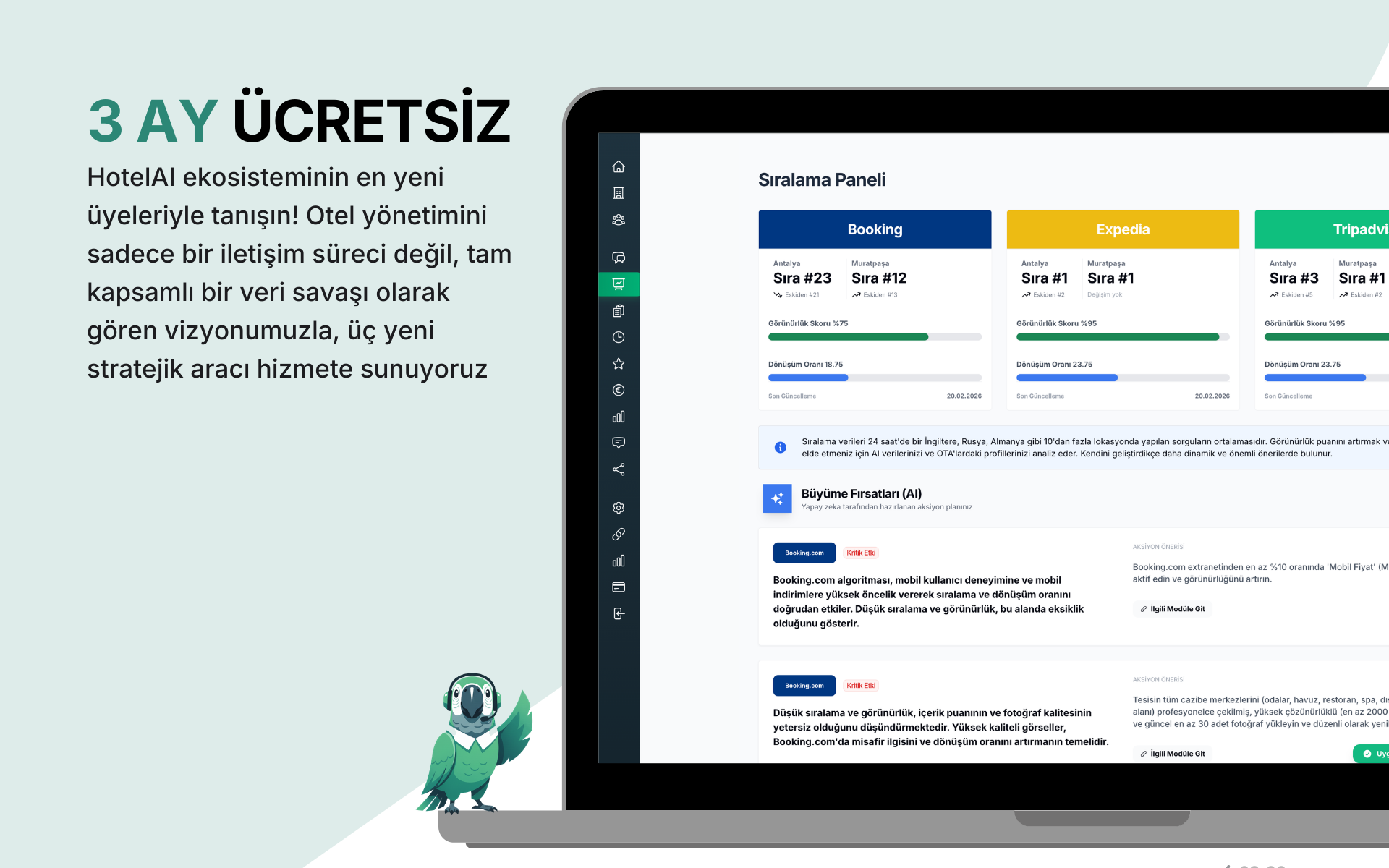 Otelcilikte Veri Savaşı: HotelAI ile Sıralama, Rakip ve İtibar Yönetimi