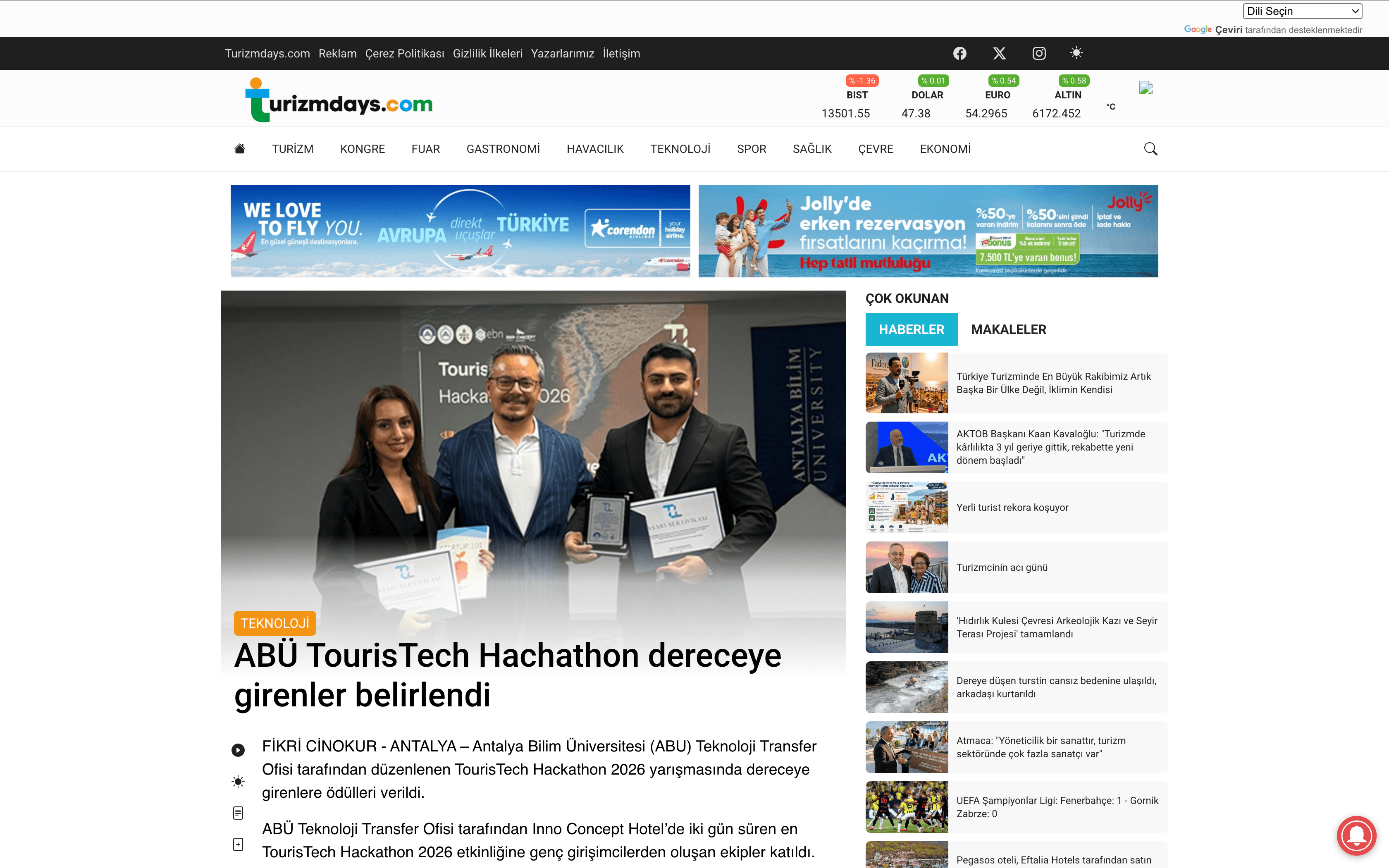ABÜ TourisTech Hachathon dereceye girenler belirlendi