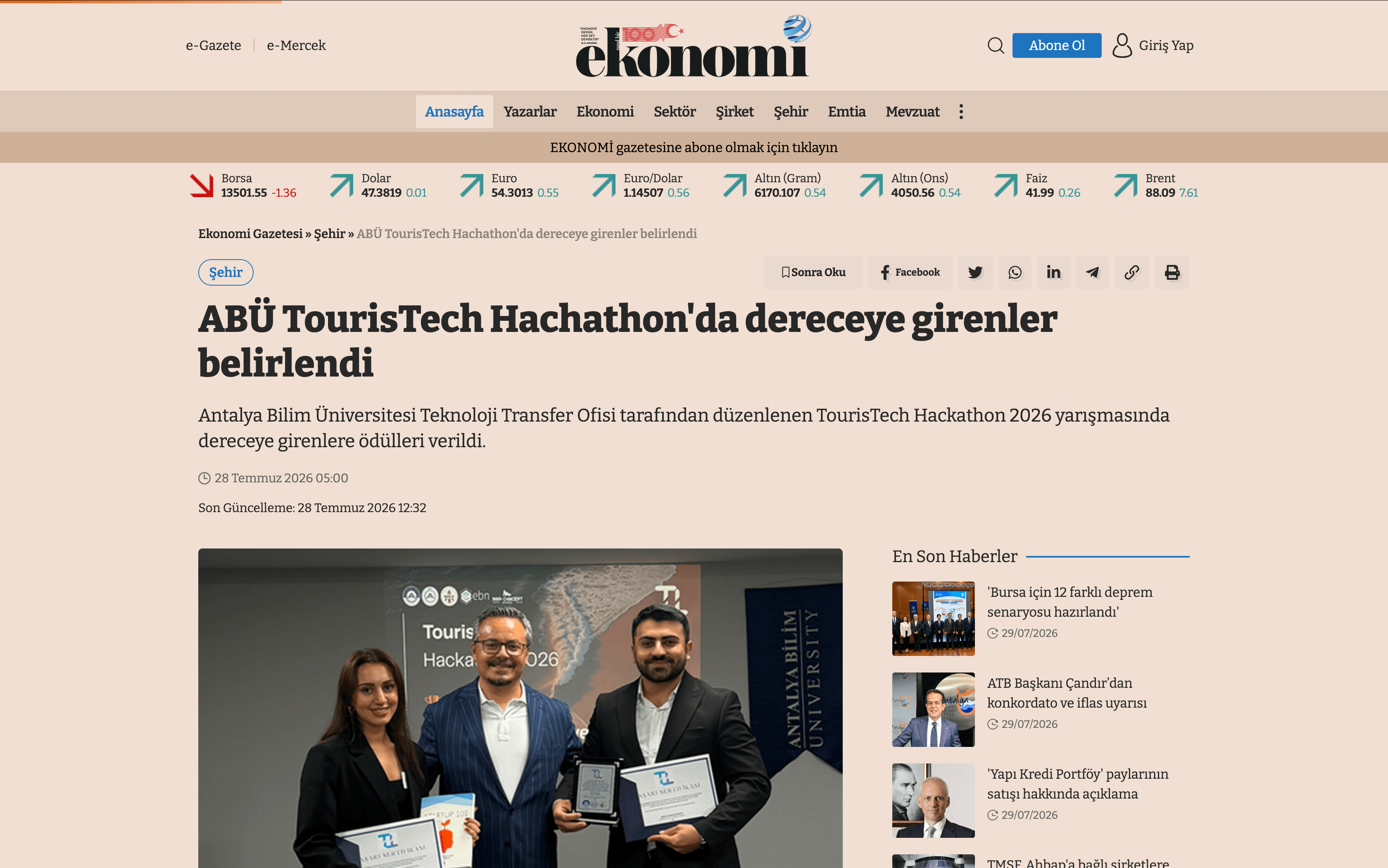 ABÜ TourisTech Hachathon'da dereceye girenler belirlendi